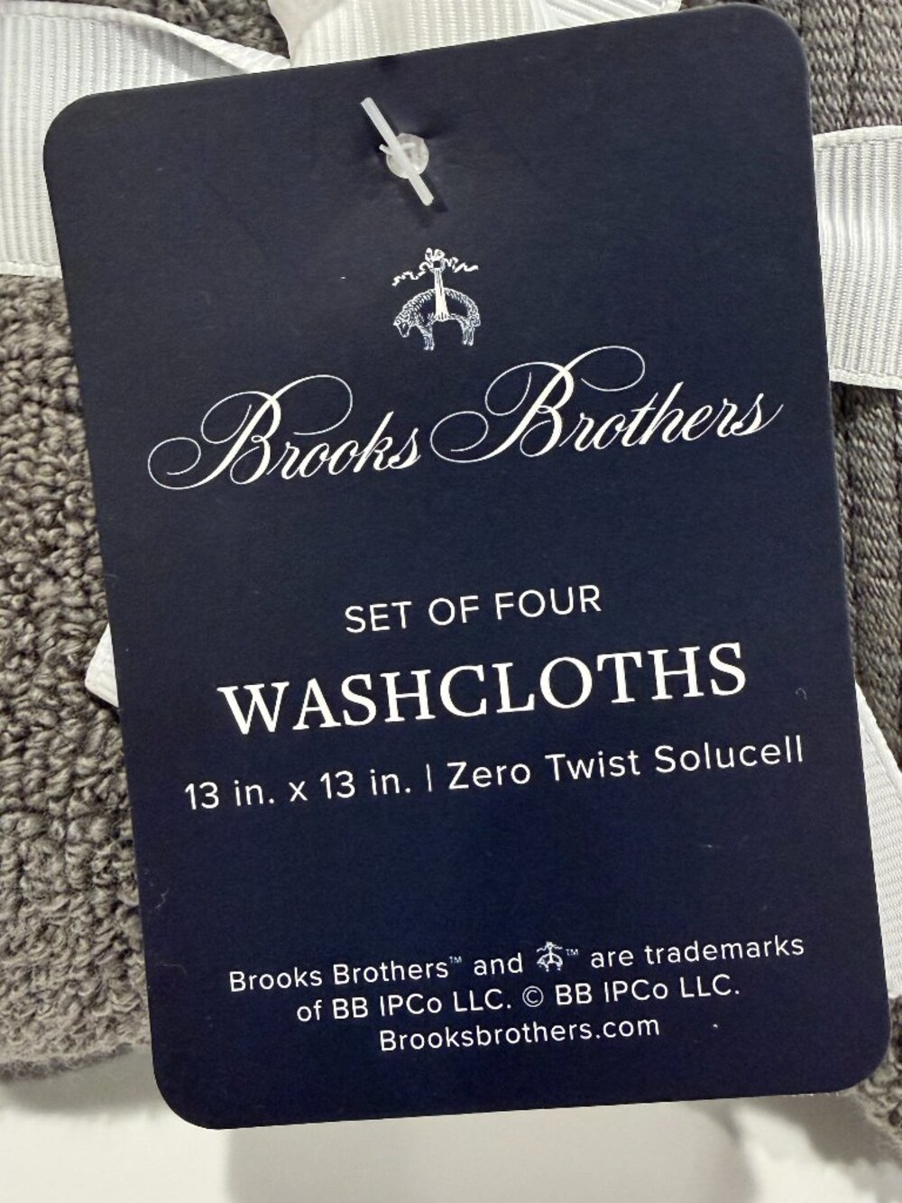 Brooks Brothers Washcloths Set of 4 Charcoal Gray Zero Twist Solucell 13x13" NWT - Picture 2 of 12